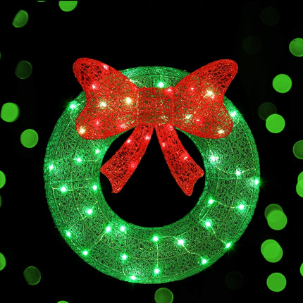 0.6M Christmas Lights 50 LED Motif Solar Wreath Xmas Decorations Jingle Jollys.