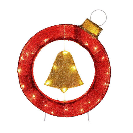 Jingle Jollys Christmas Lights 60cm Motif 30 LED Bell Wreath Xmas Decorations.
