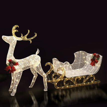 215 LED Christmas Lights Reindeer Sleigh Decorations Jingle Jollys.