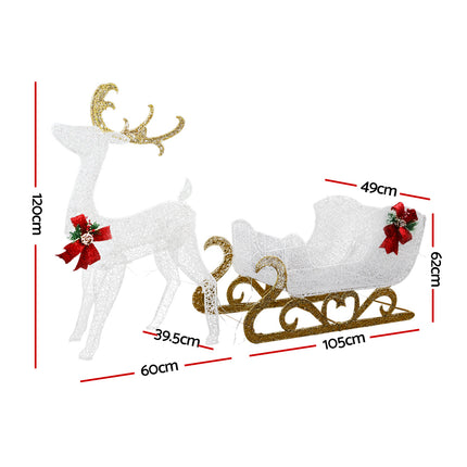 215 LED Christmas Lights Reindeer Sleigh Decorations Jingle Jollys.
