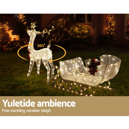215 LED Christmas Lights Reindeer Sleigh Decorations Jingle Jollys.