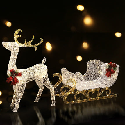 215 LED Christmas Lights Reindeer Sleigh Decorations Jingle Jollys.