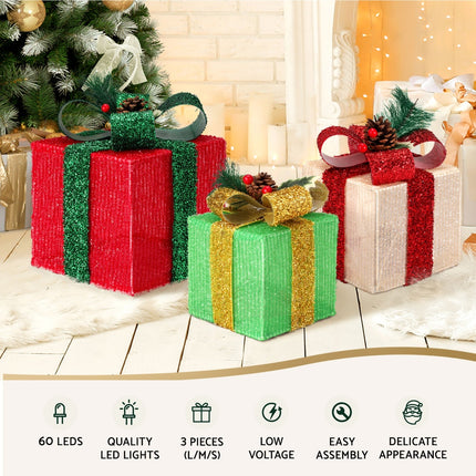3 PCS Christmas Lights 60 LED Fairy Light Gift Box Jingle Jollys.