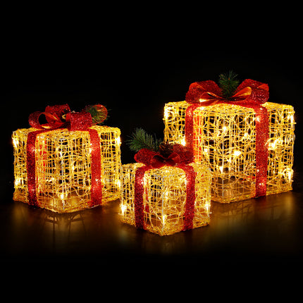 3 PCS Christmas Lights Gift Box Set Set 48 LED Decorations Jingle Jollys.