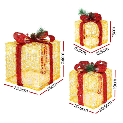 3 PCS Christmas Lights Gift Box Set Set 48 LED Decorations Jingle Jollys.