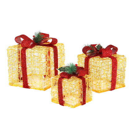 3 PCS Christmas Lights Gift Box Set Set 48 LED Decorations Jingle Jollys.