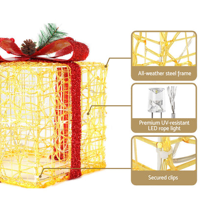 3 PCS Christmas Lights Gift Box Set Set 48 LED Decorations Jingle Jollys.