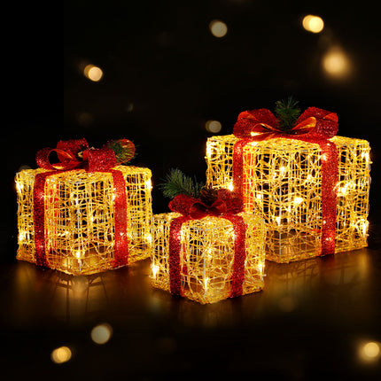3 PCS Christmas Lights Gift Box Set Set 48 LED Decorations Jingle Jollys.