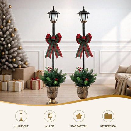 Jingle Jollys Christmas Lights 125cm Lamp Post 50 LED Fairy Light Decorations.