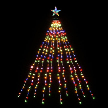 Jingle Jollys 2.5M Christmas Lights Waterfall String Light 300 LED Star Topper.