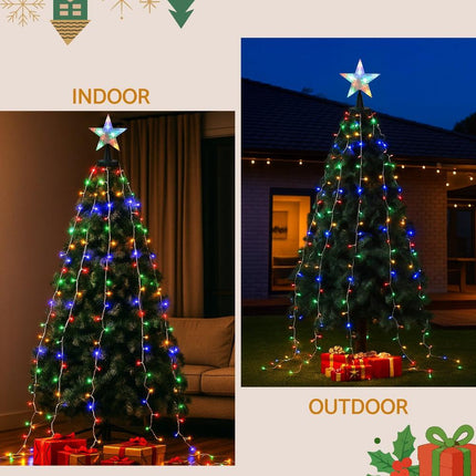 Jingle Jollys 2.5M Christmas Lights Waterfall String Light 300 LED Star Topper.