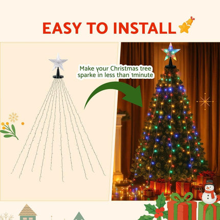 Jingle Jollys 2.5M Christmas Lights Waterfall String Light 300 LED Star Topper.