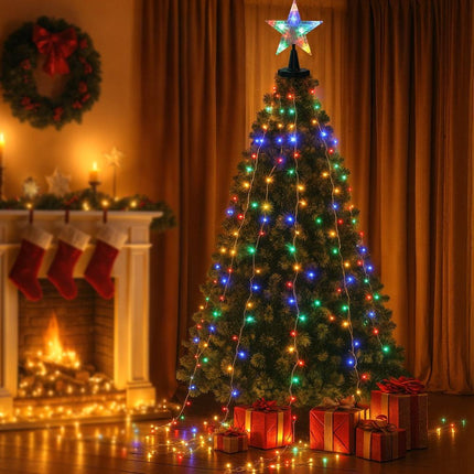 Jingle Jollys 2.5M Christmas Lights Waterfall String Light 300 LED Star Topper.