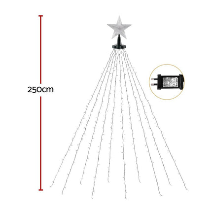 Jingle Jollys 2.5M Christmas Lights Waterfall String Light 300 LED Star Topper.