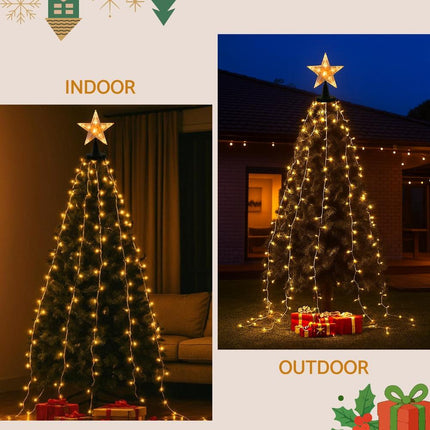 Jingle Jollys 2.5M Christmas Lights Waterfall String Light 300 LED Star Topper.