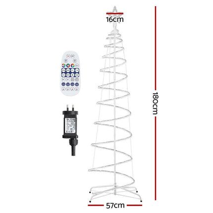 Jingle Jollys Christmas Tree 1.8m 100 RGB LED Rope Lights Xmas Trees Decoration.