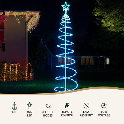 Jingle Jollys Christmas Tree 1.8m 100 RGB LED Rope Lights Xmas Trees Decoration.