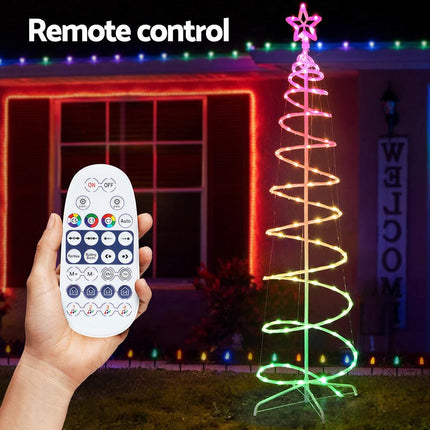 Jingle Jollys Christmas Tree 1.8m 100 RGB LED Rope Lights Xmas Trees Decoration.