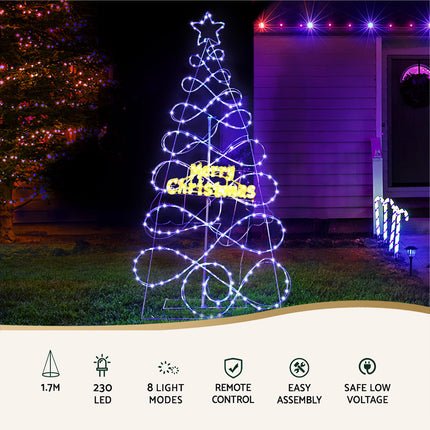 1.7M Christmas Tree 230 LED RGB Motif Lights Jingle Jollys.