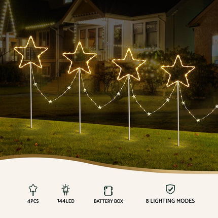 Jingle Jollys 4 PCS Christmas Lights Path Ground Light Garden Decorations 144 LED.