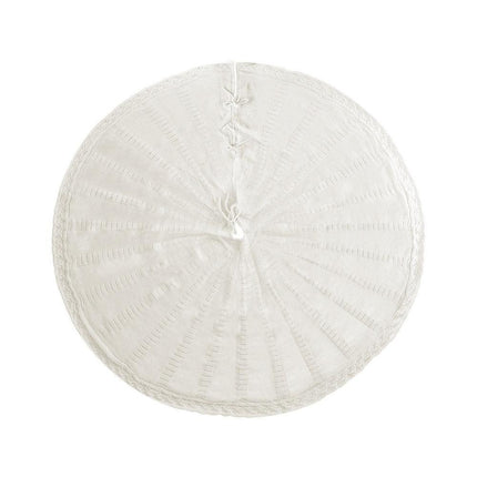 Jingle Jollys Christmas Tree Skirt 120cm Knitted Xmas Tree Ornaments Decor Beige.