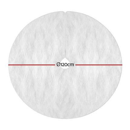 Jingle Jollys Christmas Tree Skirt 120cm Plush Xmas Fluffy Ornaments Decor White.