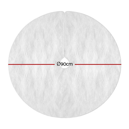 Jingle Jollys Christmas Tree Skirt 90cm Plush Xmas Fluffy Ornaments Decor White.
