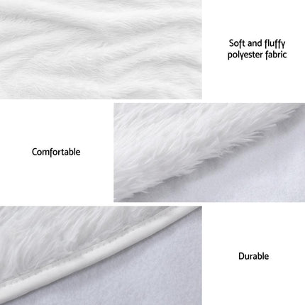 Jingle Jollys Christmas Tree Skirt 90cm Plush Xmas Fluffy Ornaments Decor White.