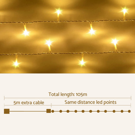 100M Christmas Lights String Fairy Light 500 LED Warm White Jingle Jollys.