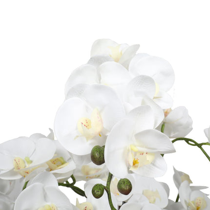 Large Multi-Stem White Potted Faux Orchid 65cm.