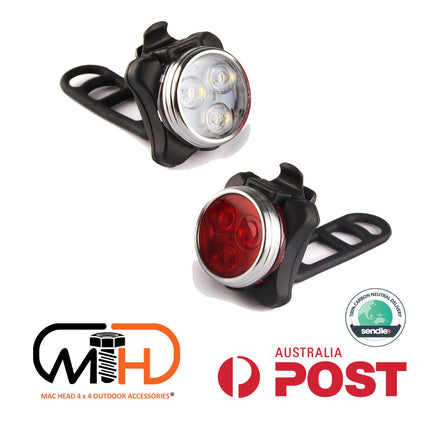 Waterproof Bicycle Bike Lights Front Rear Tail Light Lamp USB Rechargeable IPX4.