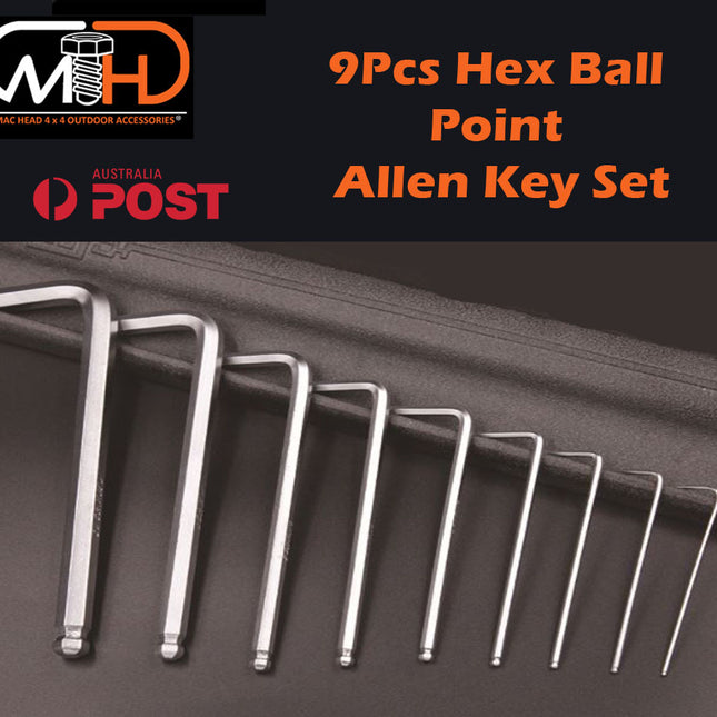 9pcs LONG Arm Allen Keys Set Metric Ball End Driver Hex Allan Allen Kit.