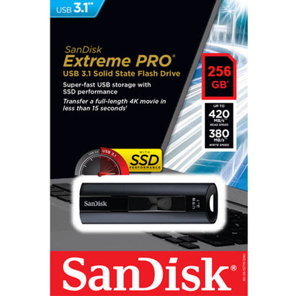 SanDisk 256GB Extreme PRO USB 3.2 Solid State Flash Drive (SDCZ880-256G).