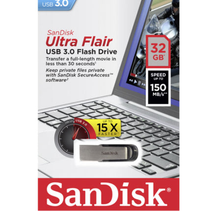 SANDISK 32GB CZ73 ULTRA FLAIR USB 3.0 FLASH DRIVE upto 150MB/s.