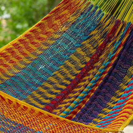 Outdoor undercover cotton Mayan Legacy hammock Family size Marble.