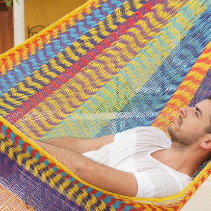 Outdoor undercover cotton Mayan Legacy hammock Family size Marble.
