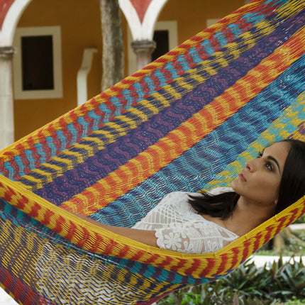 Outdoor undercover cotton Mayan Legacy hammock Family size Marble.