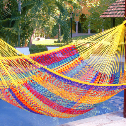 Outdoor undercover cotton Mayan Legacy hammock Family size Marble.
