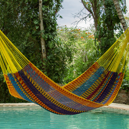 Outdoor undercover cotton Mayan Legacy hammock Family size Marble.